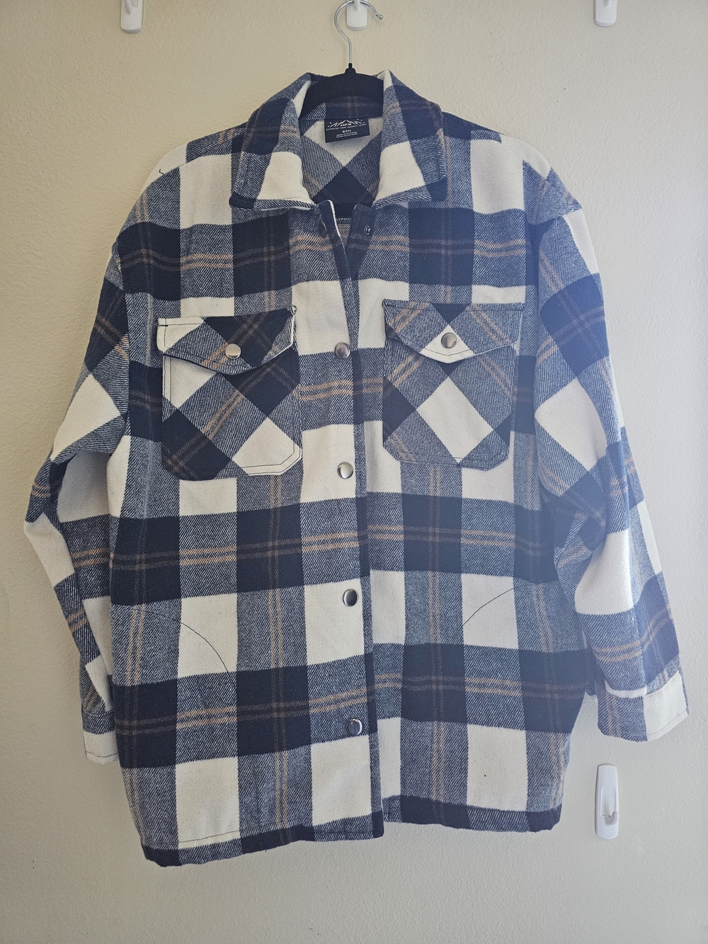 Blue & Cream Plaid Button-Front Shacket